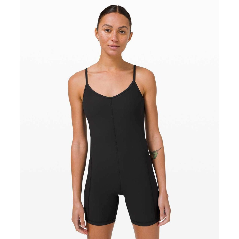 Lululemon Ribbed Contoured Yoga Unitard 6" Black Size 10